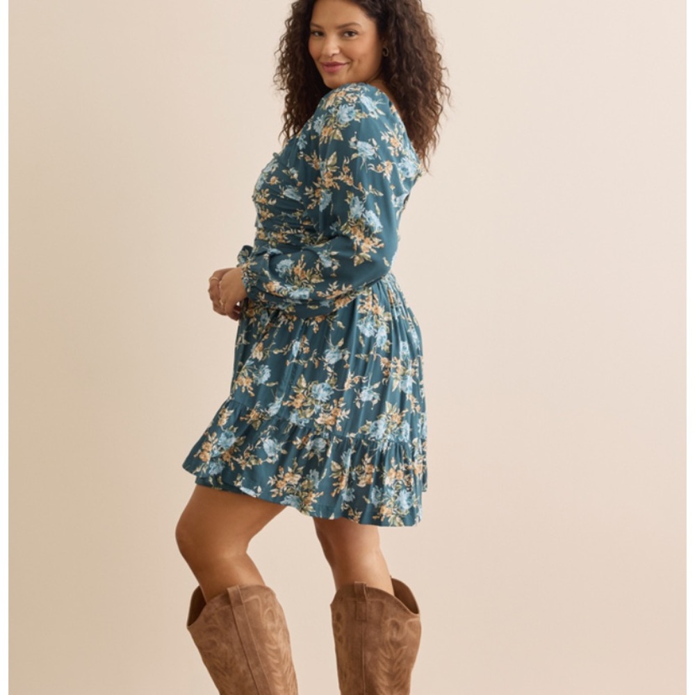 Arula Floral Gracie❤️ Mini Dress NWT Teal Baby Blue BEAUTIFUL 3X - Picture 5 of 7
